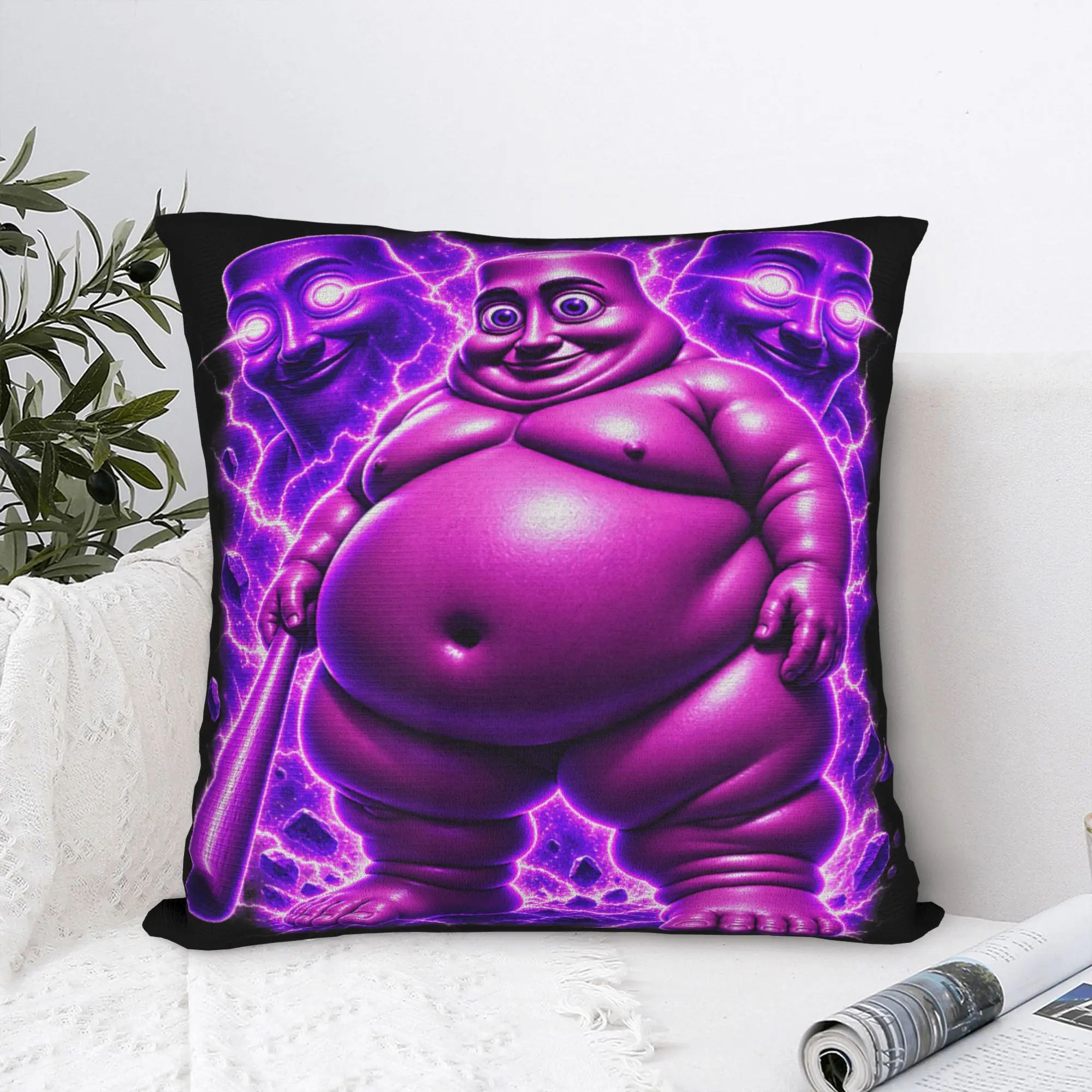 Fat Tung Sahur Meme Brainrot Unhinged Laser Beam Eyes Pillow Case  Soft Pillow Cover For Couch Sofa Bedroom Morden Pillowcases