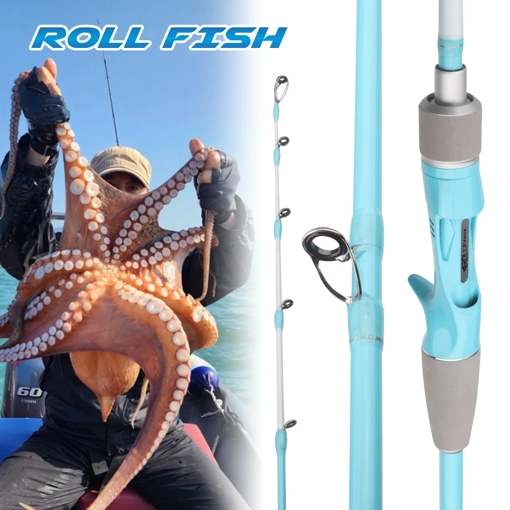ROLLFISH التيتانيوم تلميح الأخطبوط الحبار الحبار ألياف الكربون الصب الصيد رود المياه المالحة قارب ضوء سريع القفز قضيب 5.74FT #1