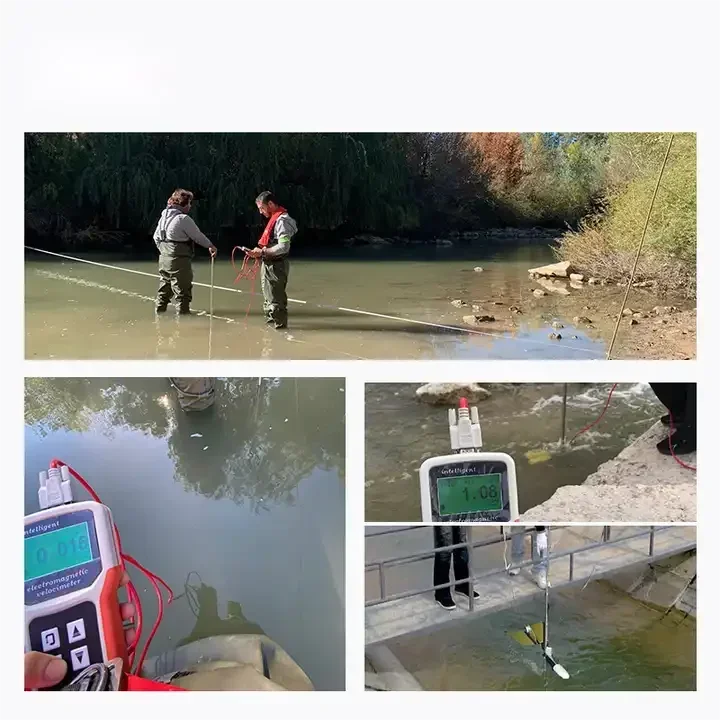 Flow Speed Meter Water Flow Velocity Meter Flow Rate Meter with Speed Range 0.01-5.00 m/s LCD Display Stylus Positioning