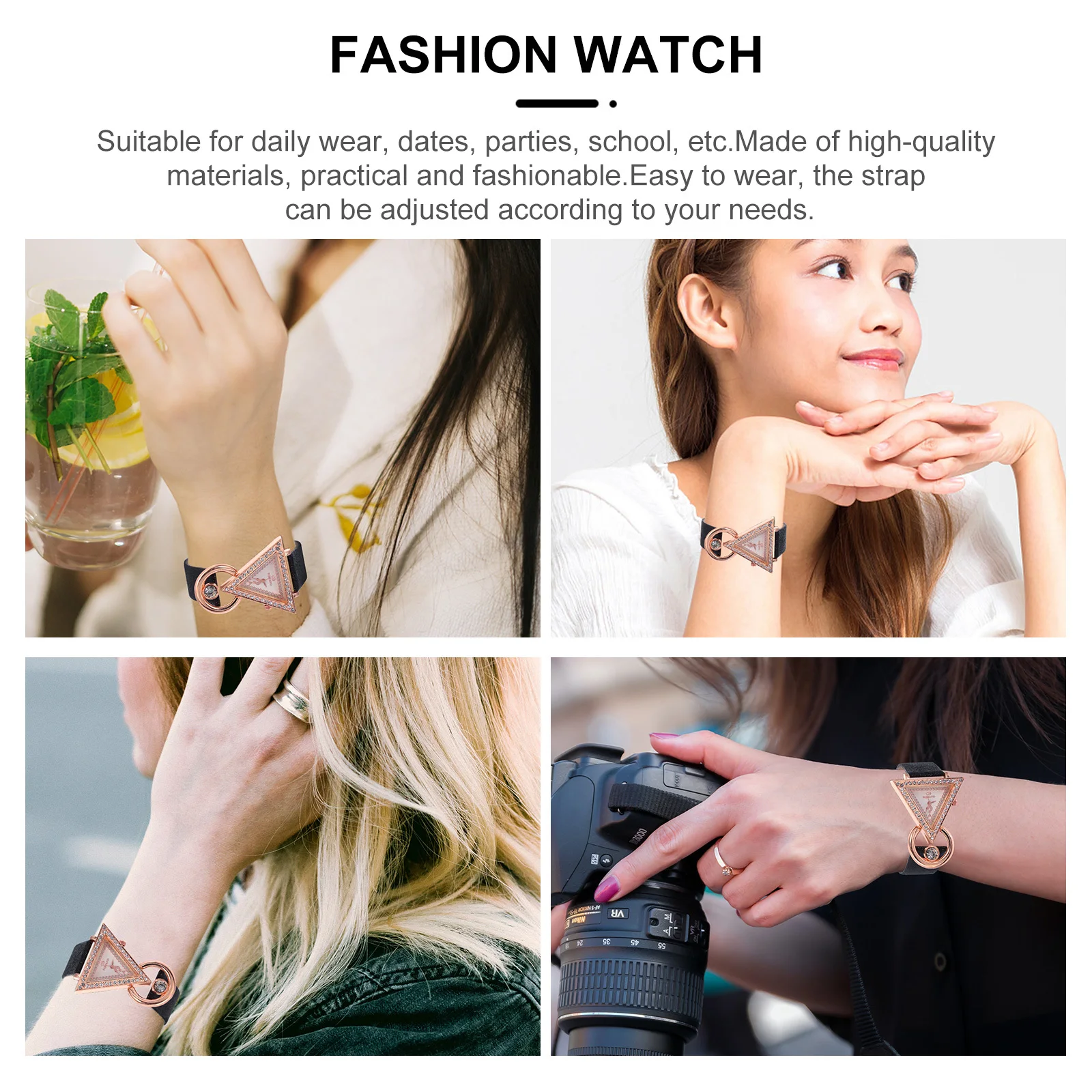 

1pc Rhinestone Inlaid Strap Fashion Quartz Watch For Women Daily Wear Party Wrist Watch School Use Women Watches