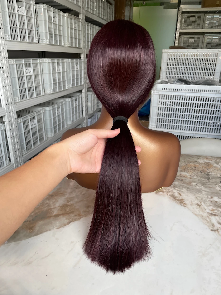 5x5 2x6 Glueless Wigs 100% Human Hair Ready to Wear Dark 99J Burgundy Square Cut Raw Vietnamese Bone Straight 250% Pre Plucked