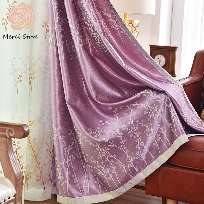 

Luxury Thickened Warm Fully Blackout Curtains for Bedroom Living Room High Windows Balcony Study Simple Pastoral Ready Made