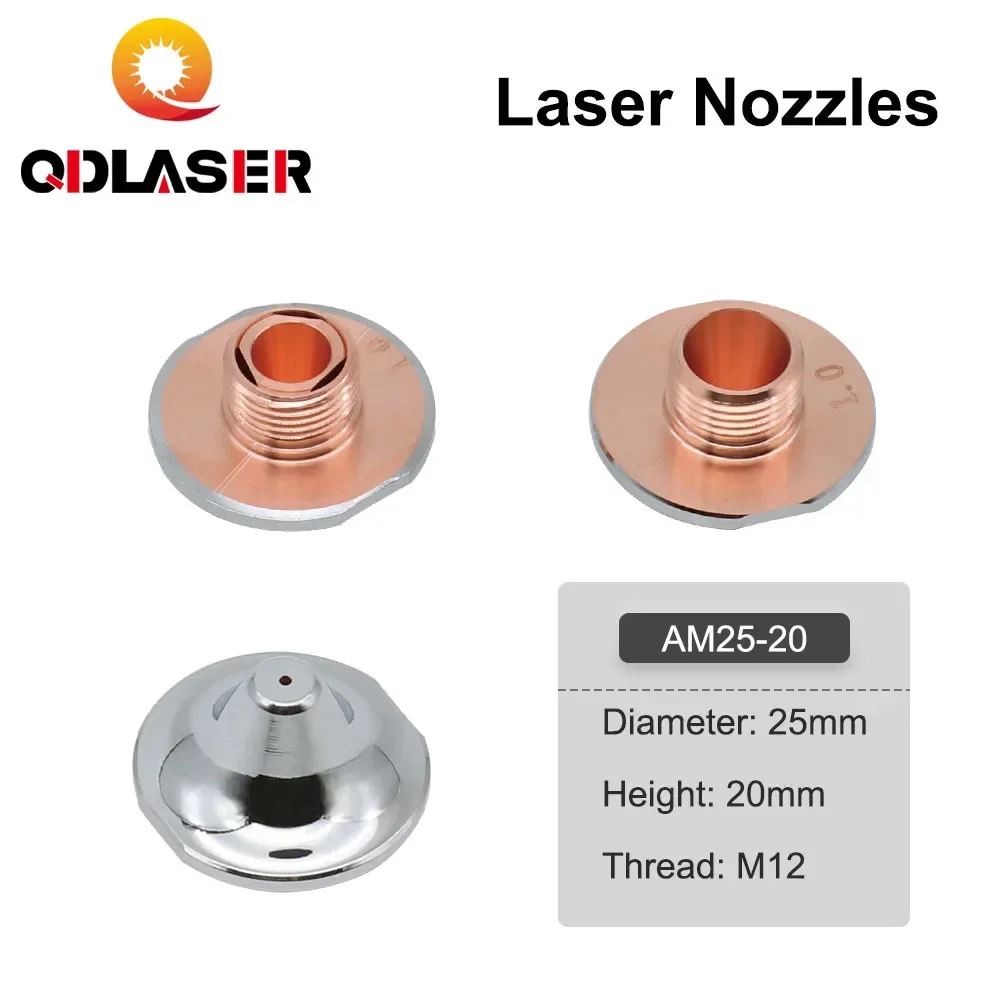 QDLASER Amada OEM Fiber Laser Layer Double Layer Nozzles Dia 25mm H20 Caliber 0.8-4.0mm M12 for Fiber Laser Cutting Head