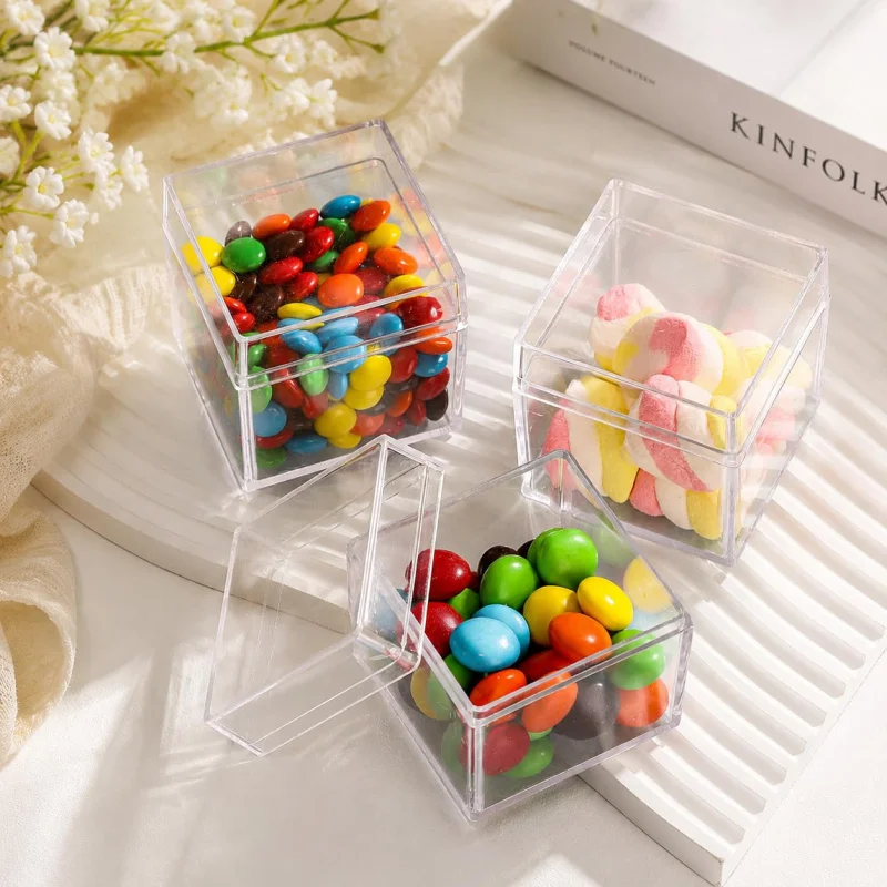 6/12/20PCS Transparent Acrylic Boxes With Cover Plastic Organizer Gift Packing Box Food Candy Storage Container For Home Display