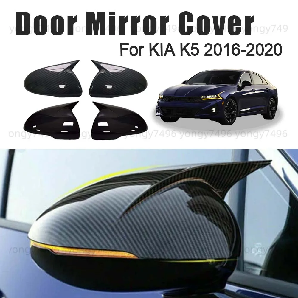 

Car Upgrade Door Mirror Cover For KIA K5 2016 2017 2018 2019 2020 Carbon Fiber Glossy Black Car Rearview Accessories Decoration
