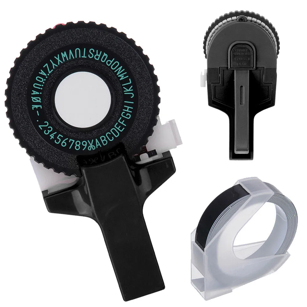 Tape-cutting Embossing Label Maker With Tape 108*56mm Alphanumeric Black DIY Manual Numbers Plastic Printer Set Kit