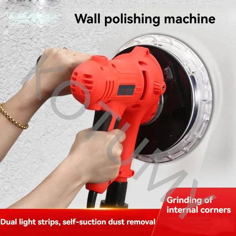 Dust free manual grinder, LED dual lamp grinder 1250W wall sanding machine, self-priming wall polishing machine