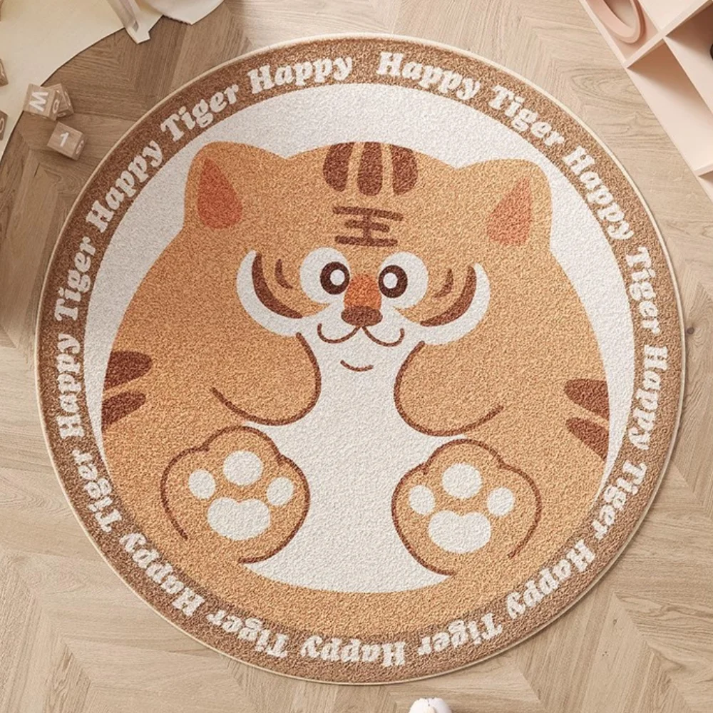 Hairy Nursery Play Mats For Children，Soft Foot Mats，Round Plush Bedroom Rugs For Kids，Cartoon Fluffy Carpet For Living Room