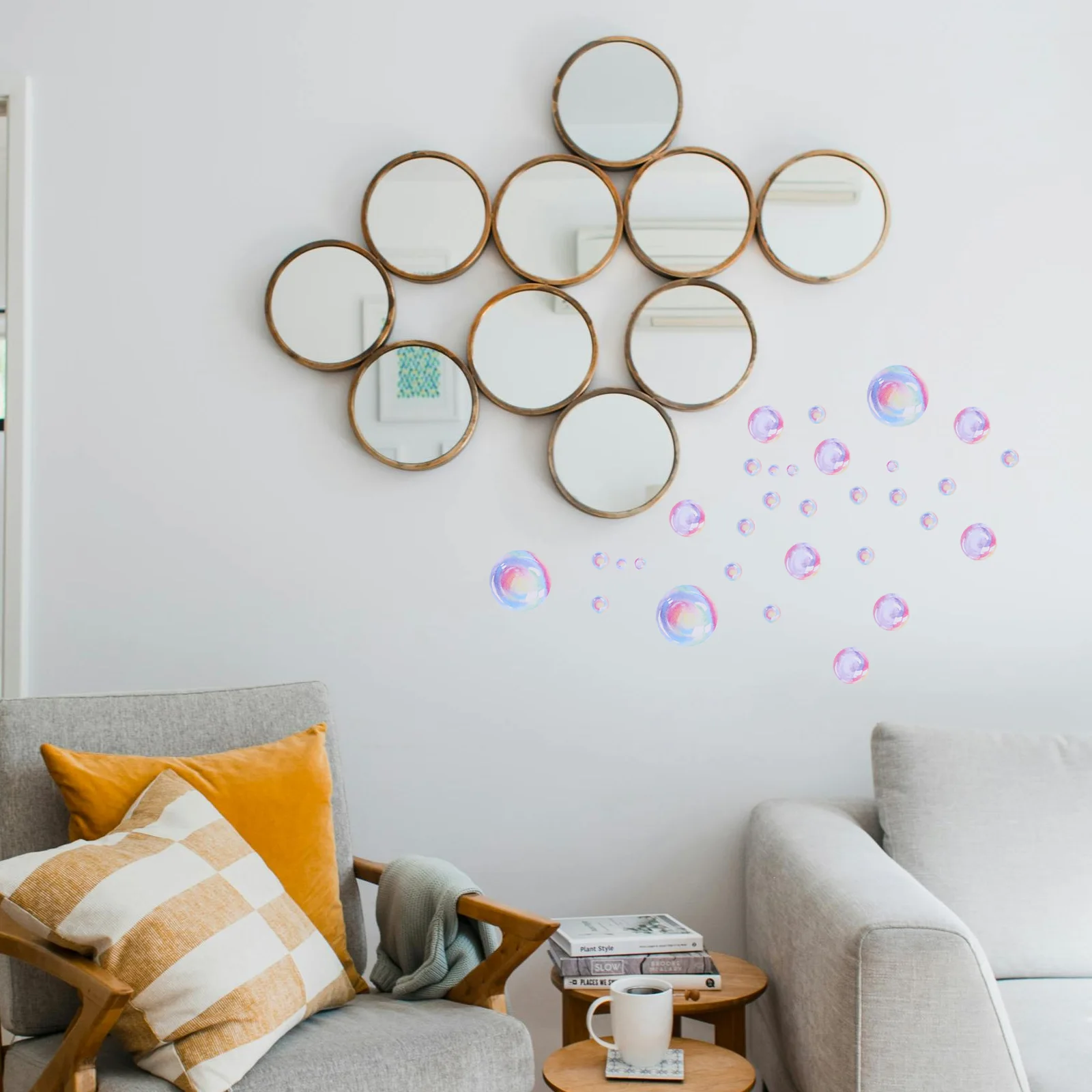 

1Set Bubbles Wall Sticker Ocean Theme Decorative Vinyl Decals for Bedroom Living Room Bathroom Smooth Surface Easy Apply Remove