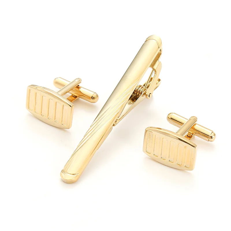 High-end-Gold Farbe Manschettenknopf Krawatte Clip Set Manschettenknopf Hemd Kragen Clip herren Business Luxulry Schmuck Hochzeit Zubehör – Detail 2