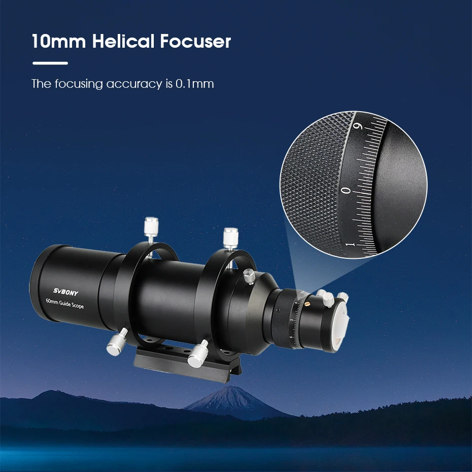 SVBONY SV106 Führungsfernrohr 50/60 mm, vielseitig einsetzbar, vollständig mehrfach beschichtet, vollständig mit spiralförmigem Fokussierer für CCD-Astronomiekamera oder Okular – Detail 13