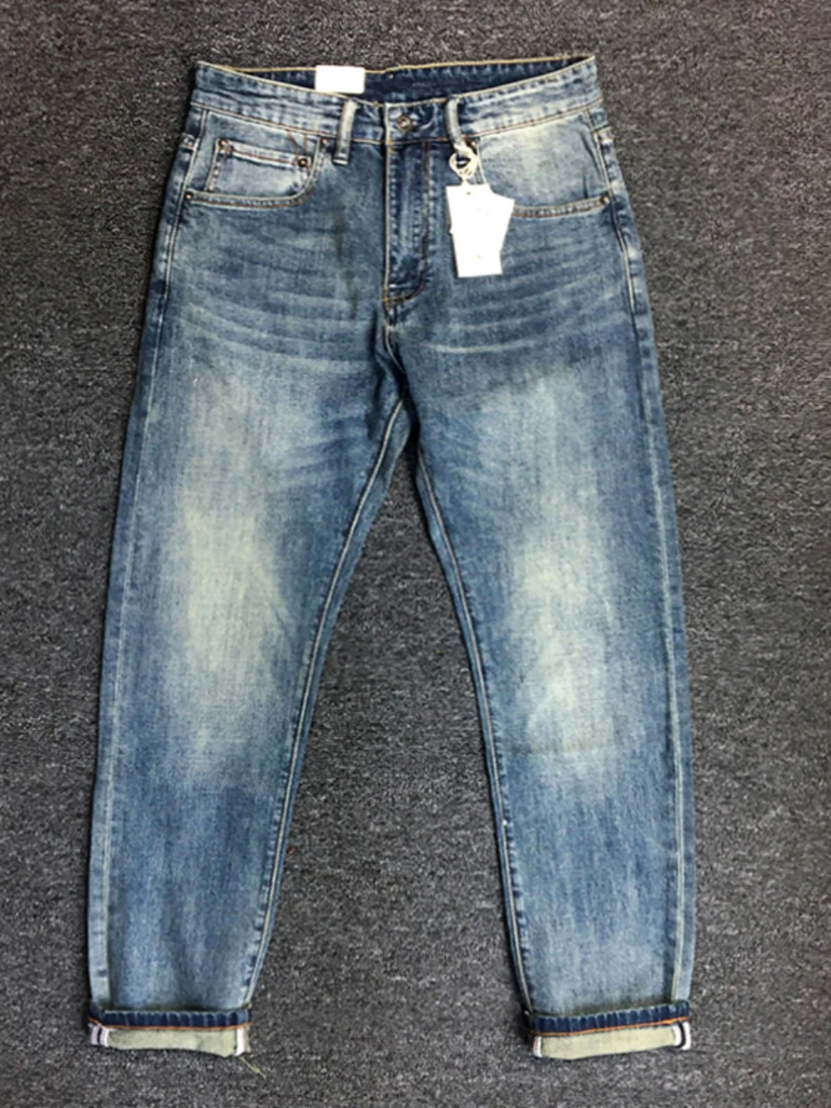 

Хлопковая рабочая одежда ручной работы, джинсы в стиле ретро с прямыми штанинами, весна-осень, повседневные длинные брюки, винтажные брюки со средней талией