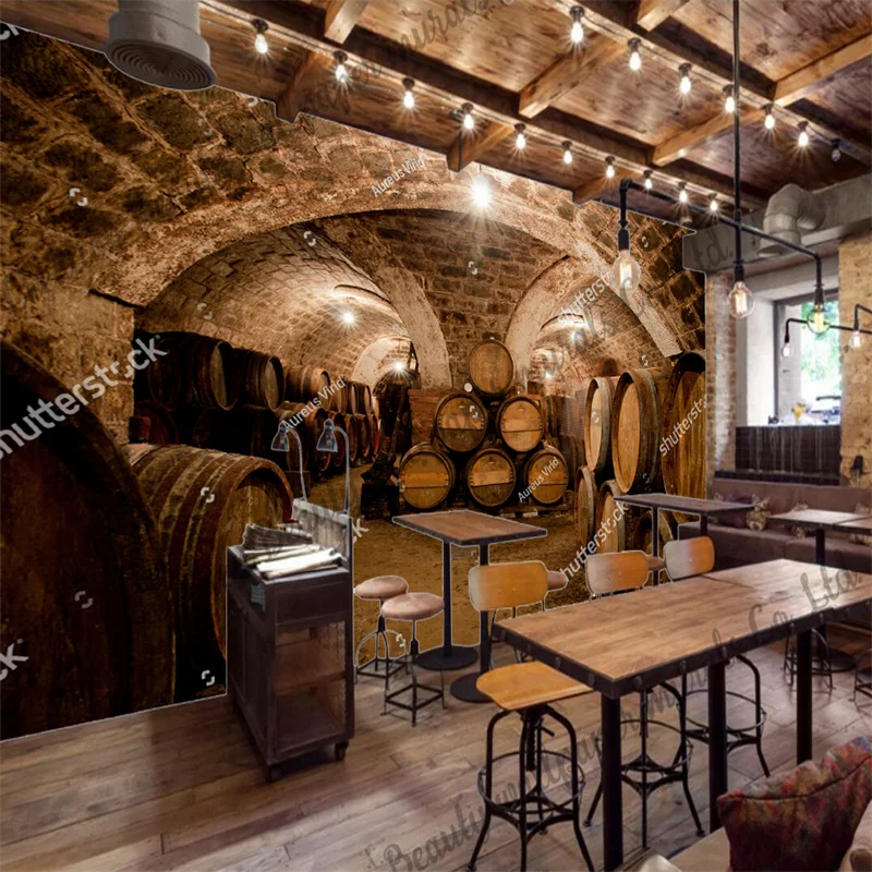 Wine Cellar Barrel Beer Photo Wallpaper Industrial Decoration Mural Bar Club Restaurant Snack Bar Background Wall Papel Tapiz