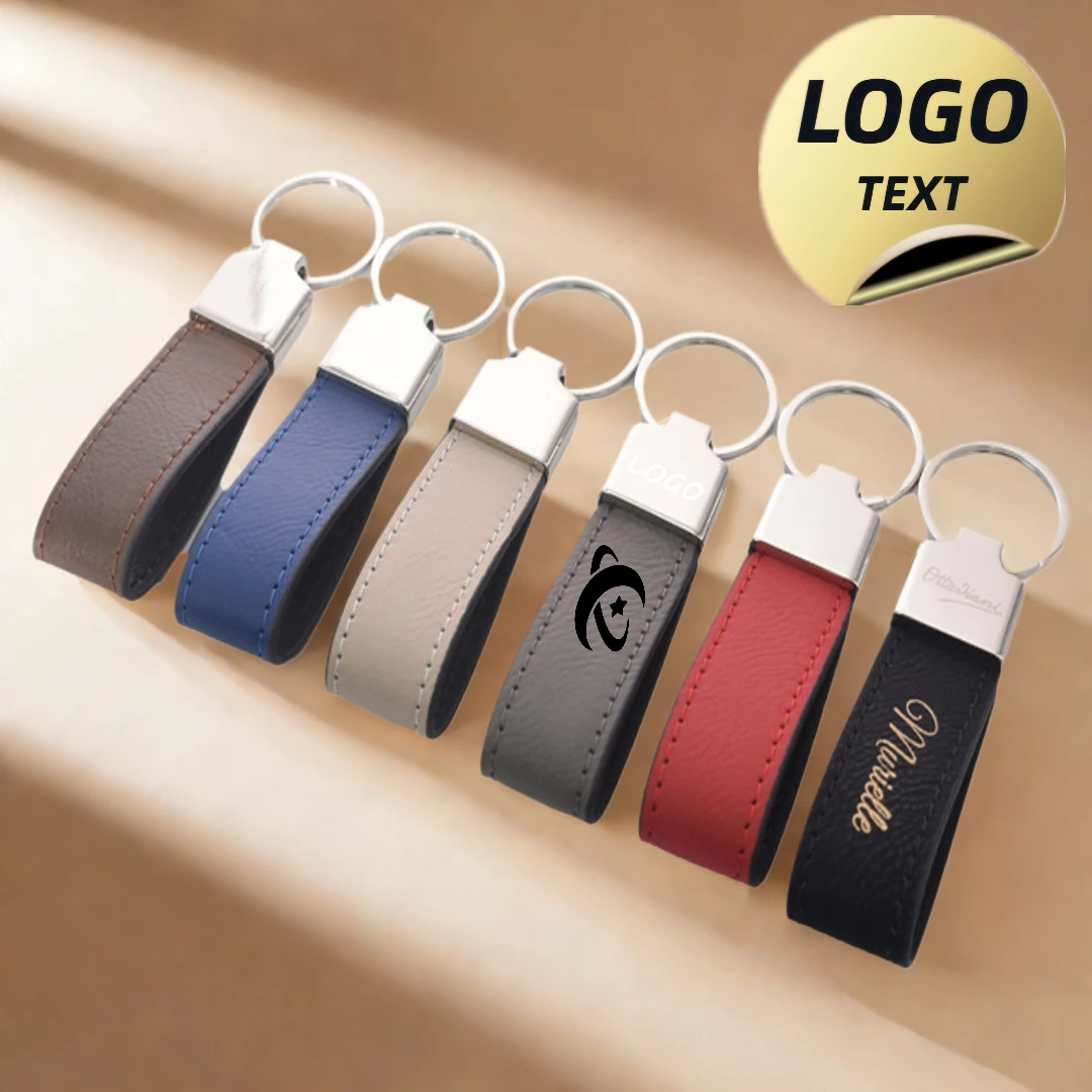 

Laser Engrave Custom LOGO Leather Keychain Blank Vintage for Men and Women Personalized Key Chains Hotel Company Name Keyring