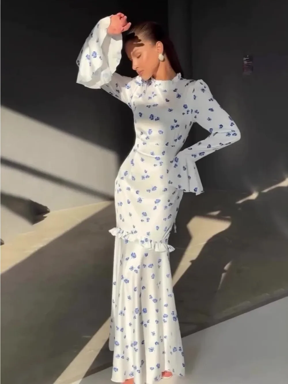 

Летнее женское платье, милые мусульманские длинные вечерние платья на шнуровке с цветочным принтом, Абая Ид, кафтан, халат Джалабия, Рамадан, Vestidos Largos 2026