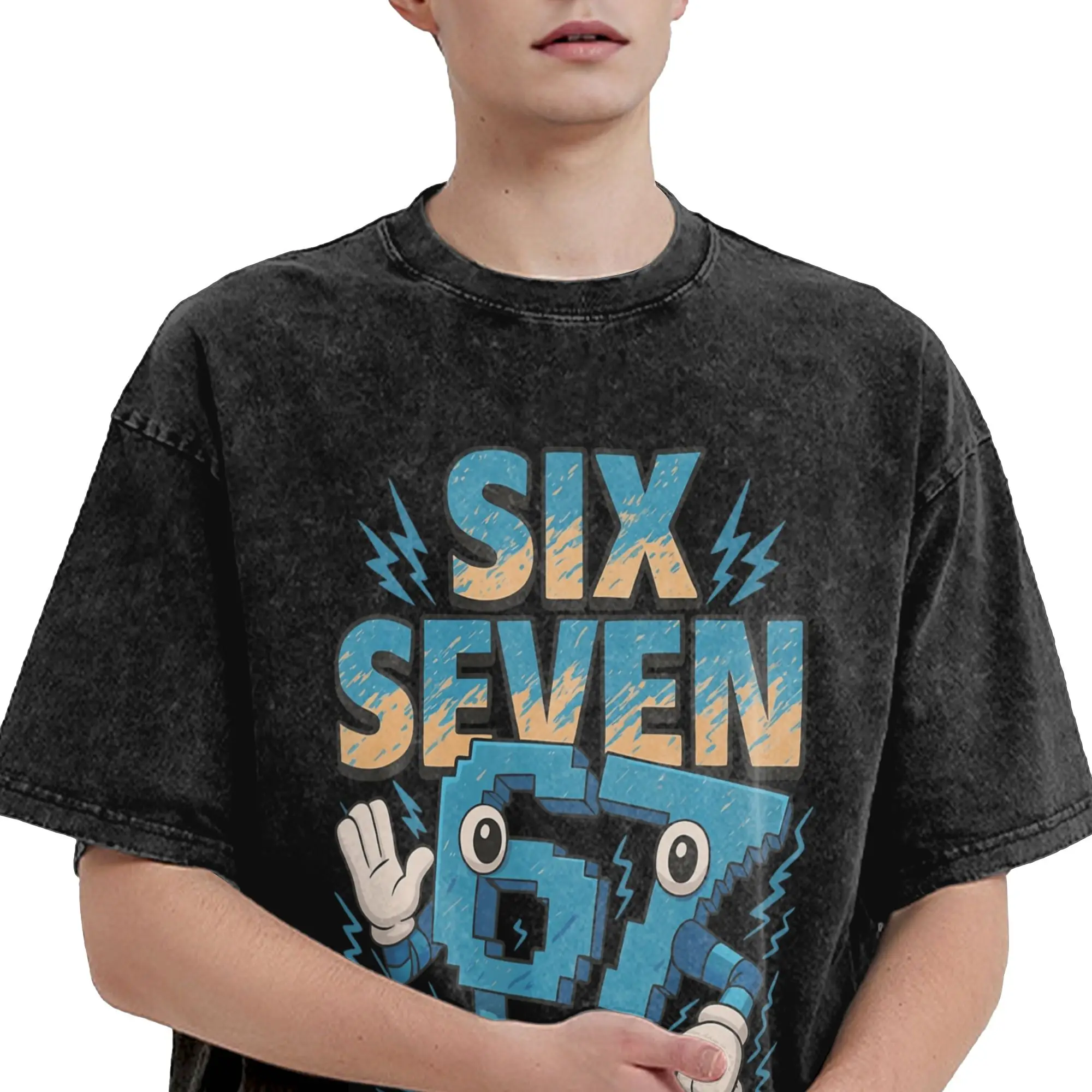 67 ستة سبعة الإيطالية Brainrot ميمي تي شيرت الصيف الشارع الشهير تي شيرت عادية Harajuku التي شيرت للرجل قصيرة الأكمام طباعة تي شيرت #2