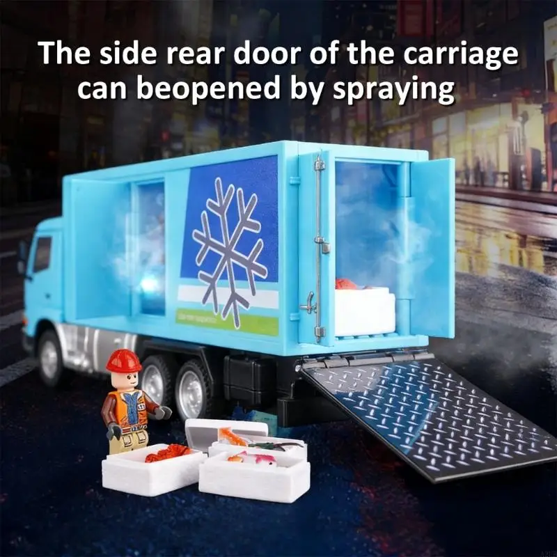 Brinquedo caminhão refrigerado liga para crianças com design realista e material não tóxico seguro A2UB