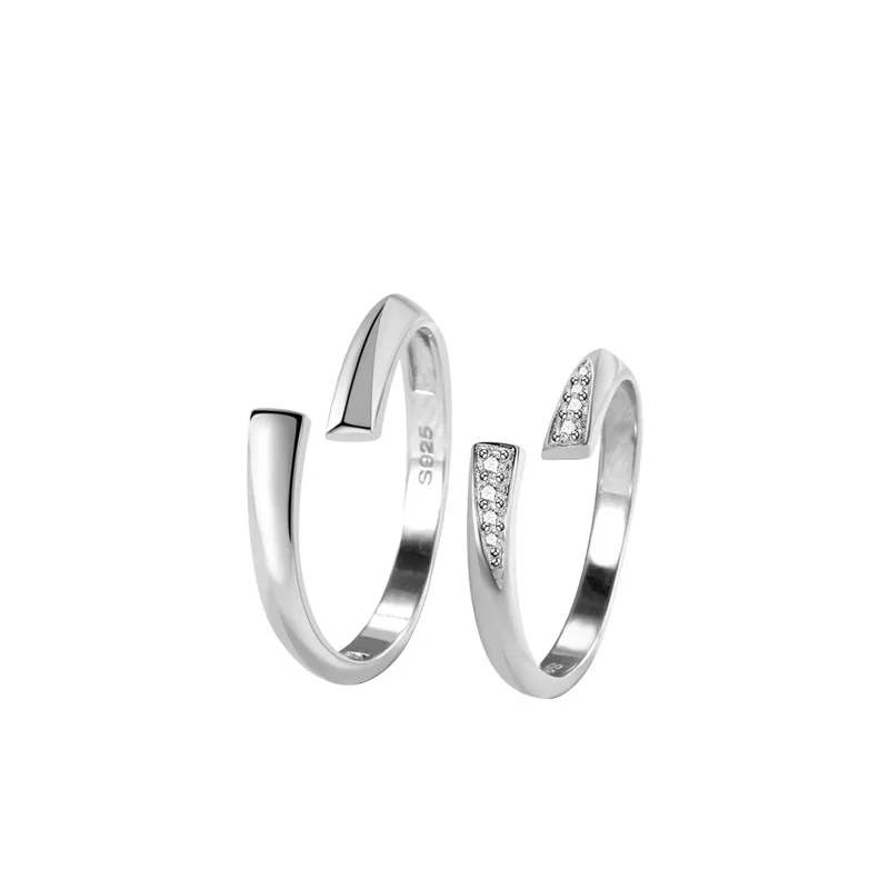 

925 Sterling Silver Rhodium Plated Mobius Rings - Japanese-Korean Minimalist Design (Couple Set）