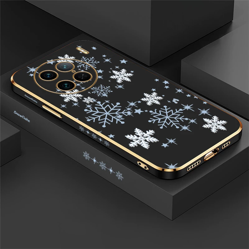 Fashion Cute Snowflakes Stars Case For Vivo X60 Pro Plus X21S X9 X80 X 60 X60Pro X23 Lxuury Plating Camera Lens Protection Cover