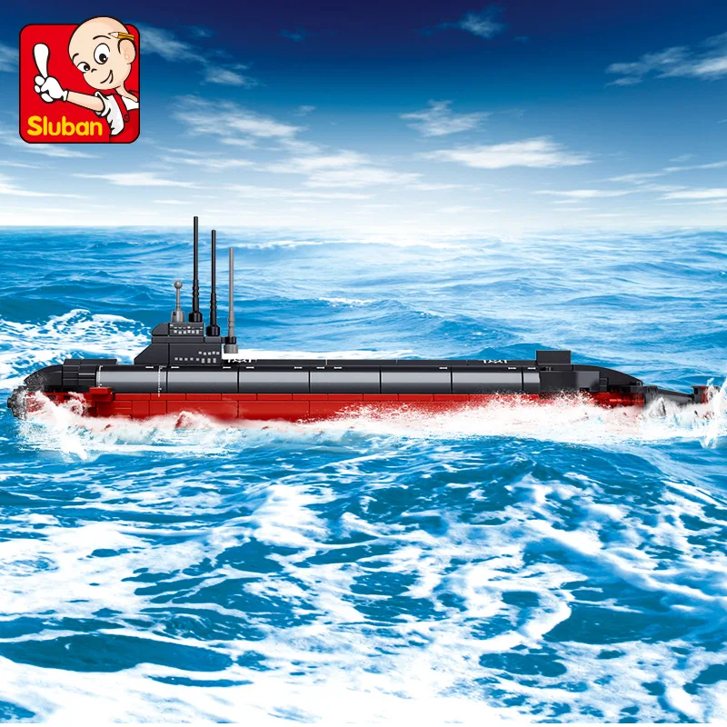 

Cross-border Explosion 33cm Nuclear Submarine Plastic Building Blocks Children's Educational Toys Parent-child Interactive Toys