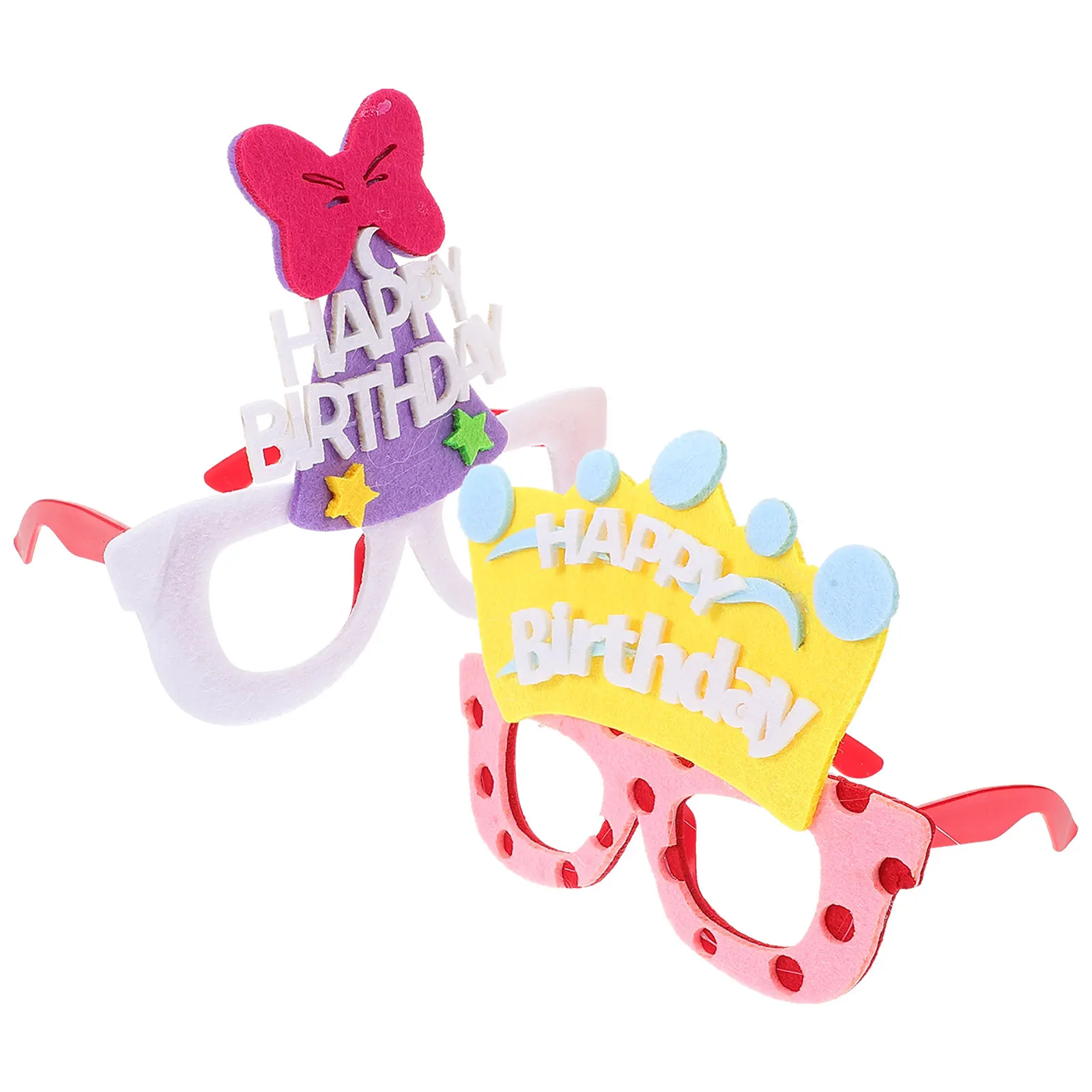 

2Pcs Birthday Party Glasses Props Novelty Eyewear Kids Adults Photo Fun Accessories Reusable Bright Colorful Cartoon Design Hen