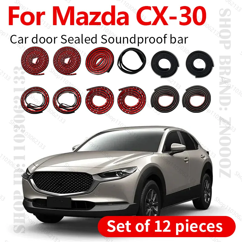

For 2019-2025 Mazda CX-30 Car Door Seal Strip Rubber Double Layer Sealing Protector Soundproof Strip Dustproof Seal Strip 12PCS