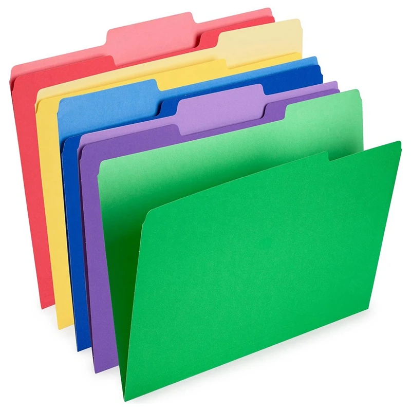 

30PCS Colored File Folders Colored File Folders Letter Size (8.5 X 11In,1/3 Cut Tabs, 5 Colors)