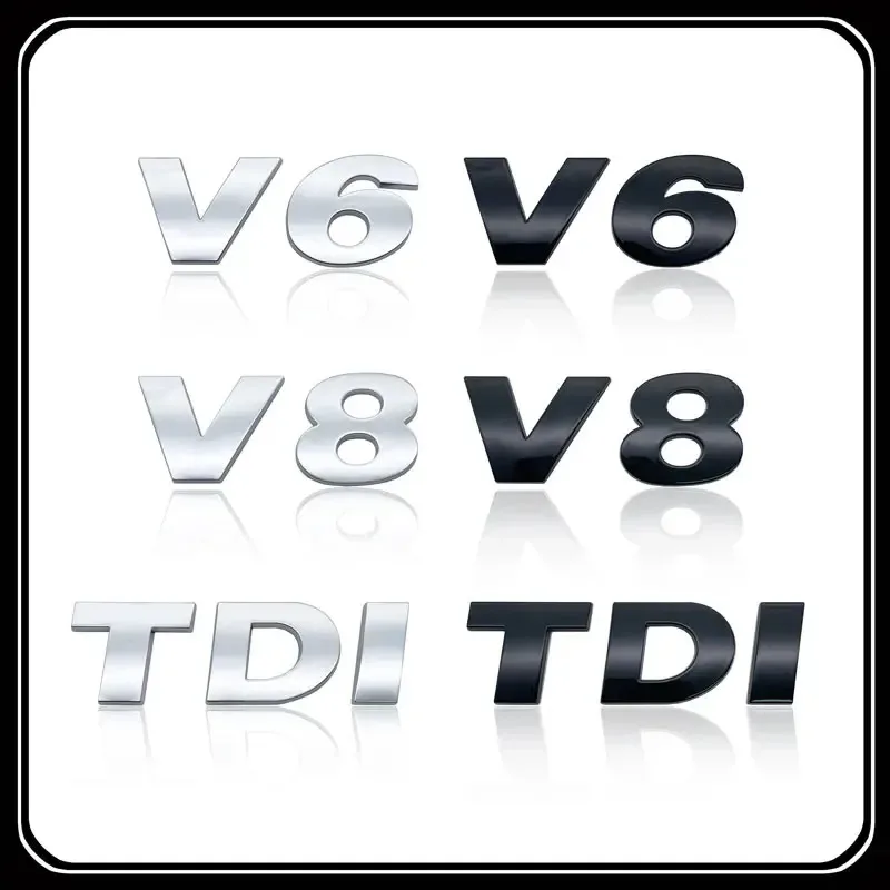 ABS Electroplated Car Sticker V6 V8 Emblem Tail Badge Decal For VW Touareg TDI Car Accessories