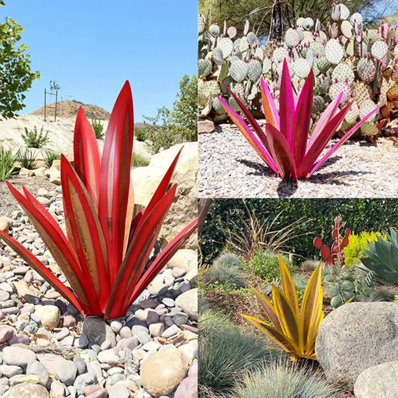 

Grasteay Extra Large Tequila Rustic Sculpture Metal Agave Plants Home Decor Hand Painted Garden Yard Statue Outdoor Lawn