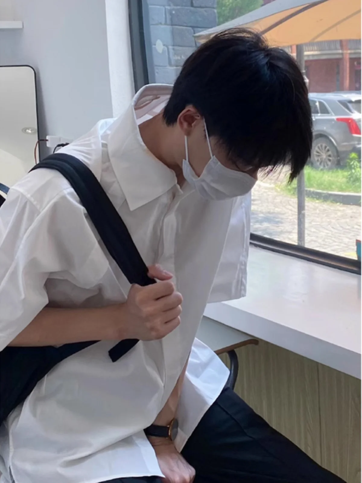 

White ort Sve irt Youthful Summer Faion High School Student Sle f Sve Blouse Jaet for Men Casual Loose Fit