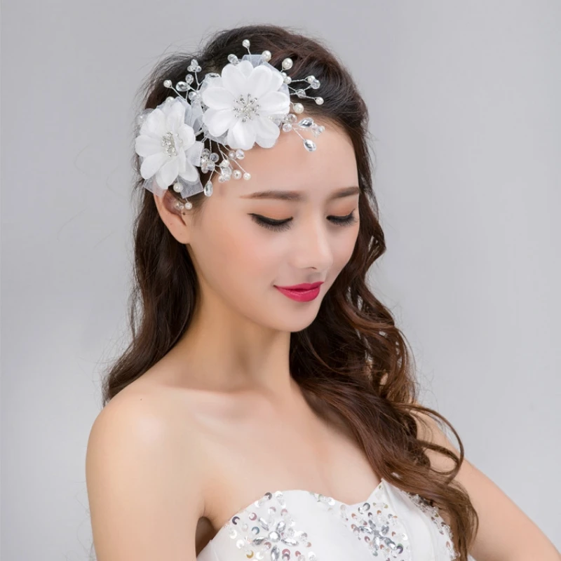 

Crystal Pearl Headband Hairband Rhinestone Flower Headband For Women Bridal Wedding Hair Accessories Jewelry Band Gift