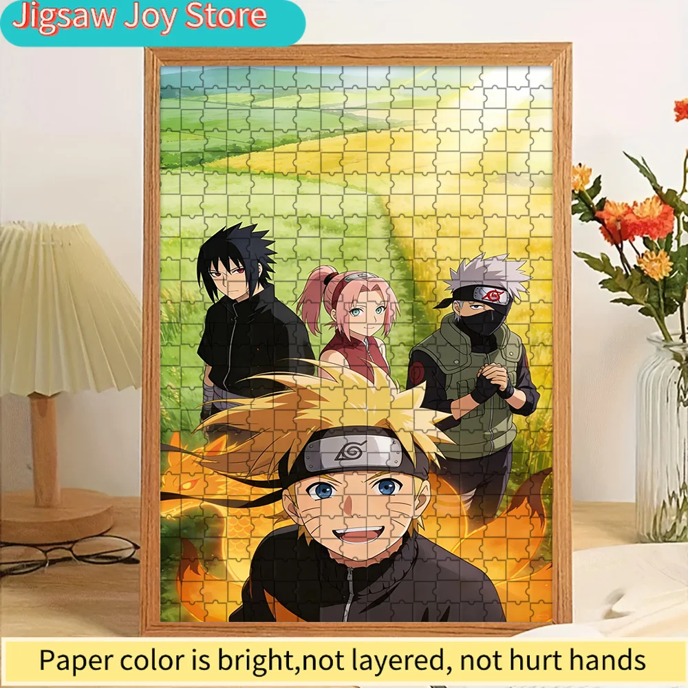 

Anime Naruto Team 7 Golden Field & Nine-Tails Chakra Scene Paper Jigsaw Puzzle, Premium Thick Paper Material, HD Vibrant Green &