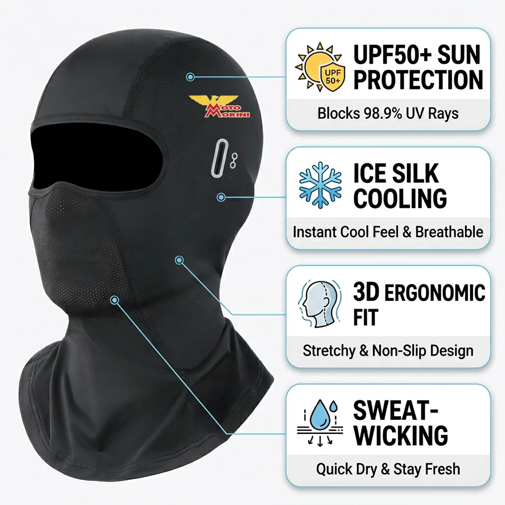 

For Moto Morini X-cape 650 650X 700 1200 2025 Motorcycle Balaclava Summer UV Protection Glasses Face Breathable Hole Winter Warm