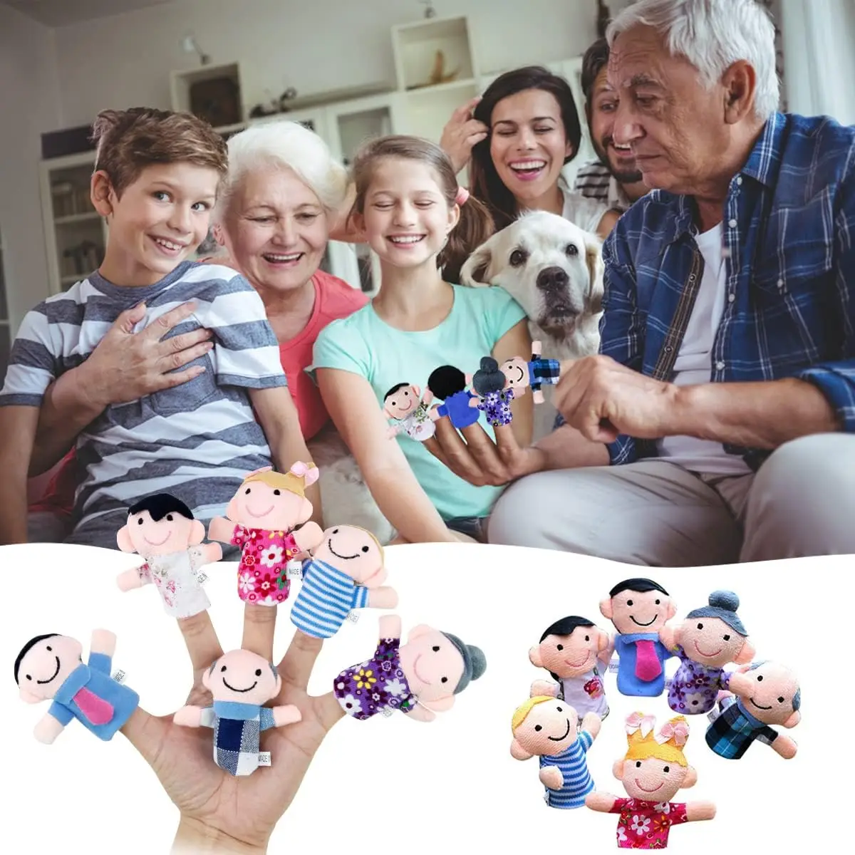 Juego de marionetas de dedo de 24-60 Uds., animales de peluche suaves de 7cm, juguetes para dedos para niños, recuerdos de fiesta de cumpleaños, premios para el aula