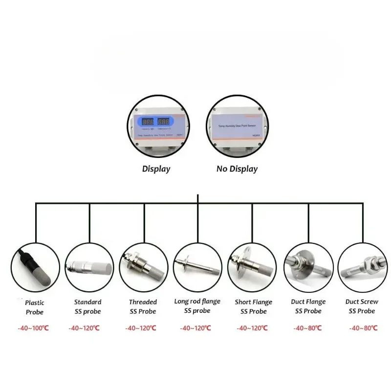 HENGKO Pipeline Type High Precision Dew Point Meter RS485 Temperature and Humidity Sensor Transmitter for Air Duct