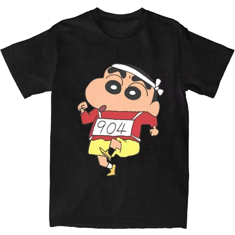 MINISO Summer Fashion New Arrival Shinchan Marathon 904 T-Shirt Casual Street Style Harajuku Short-Sleeve T-Shirt Plus Size