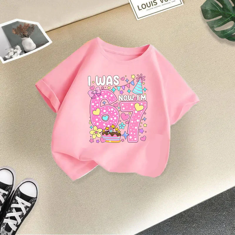 Cross-border girls 'short-sleeved children's T-shirts with loose fit, cartoon prints; summer fashion tops for girls; half-sleeve
