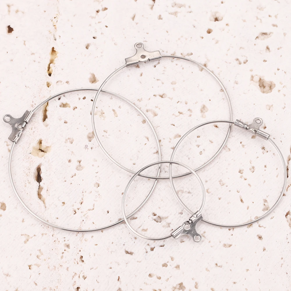 10pcs Double Hanging Round Stainless Steel Connection DIY Rings Earrings for Jewelry Accessories Making 20/30/35/40mm