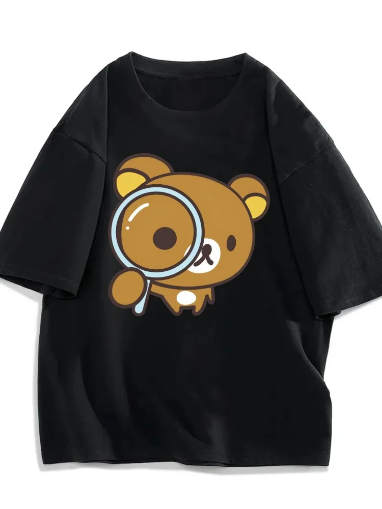 Women Casual Short-Sleeve Crew Neck TShirt with Adorable Cartoon Bear Print All-Season Everyday Wear Cute T-Shirt Harajuku Shirt