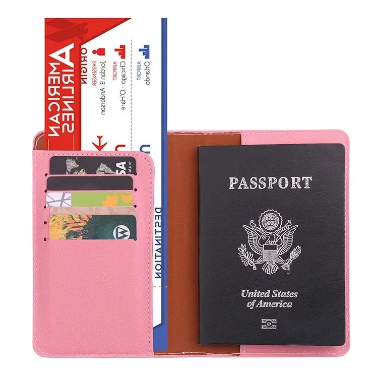 CEXIKA-Couverture de Passeport avec Nom Gravé pour Homme et Femme, Porte-Cartes de Crédit et d\'Identité, Étui Portefeuille de Voyage