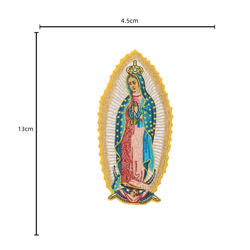 Virgin Mary Embroidery Patches Marie Fashion Goddess Emblem MC Motorcycle Biker Applique Iron on for Dress Jeans Backpack DIY