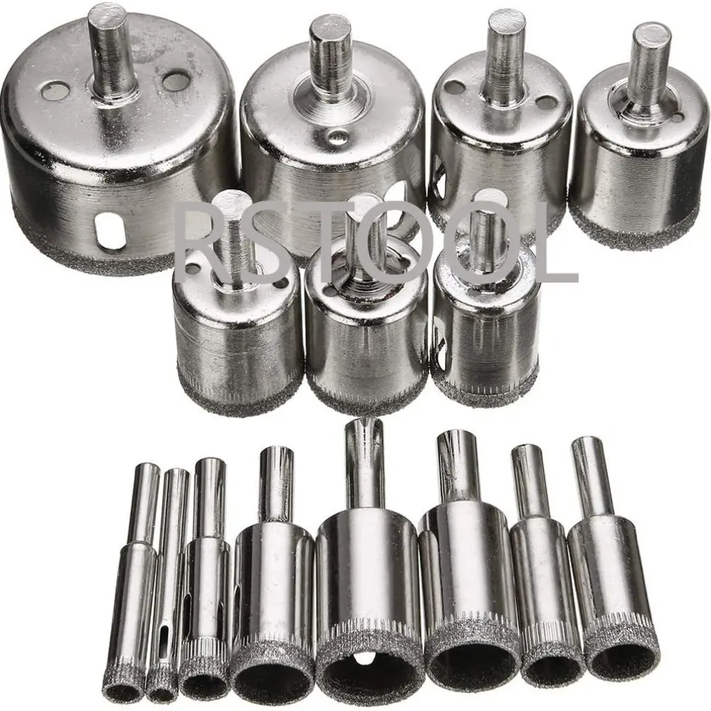 Set di punte per fori diamantati s-15 pezzi foro per piastrelle sega strumenti di rimozione del nucleo rivestiti per vetro, ceramica, punta per marmo in porcellana