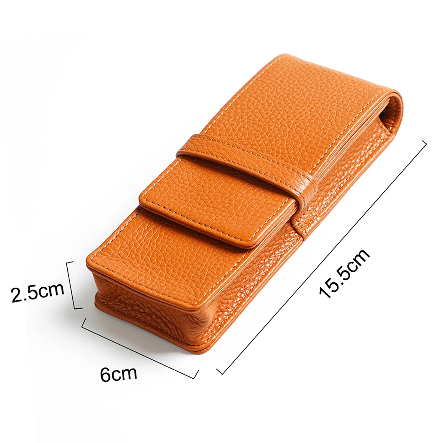 Limited Imperfect Moterm Genuine Leather Flap Pen Bag with Magnetic Attraction for Three Pens Pebbled Grain Pen Case Stationary