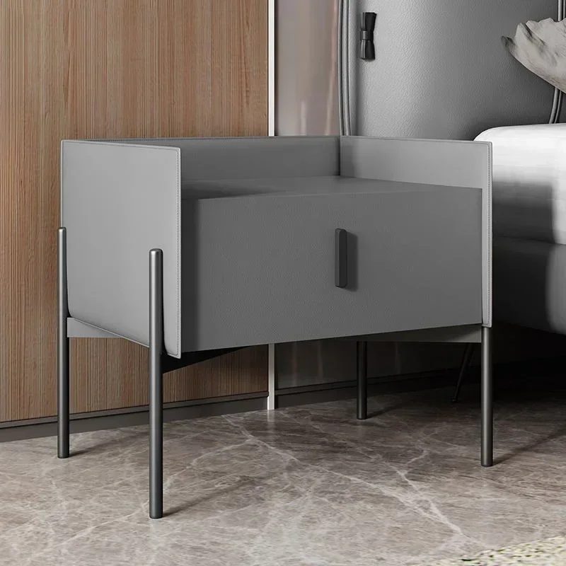 

A Minimally modern and luxurious leather bedside table Bedside storage cabinet for bedroom and bedside storage