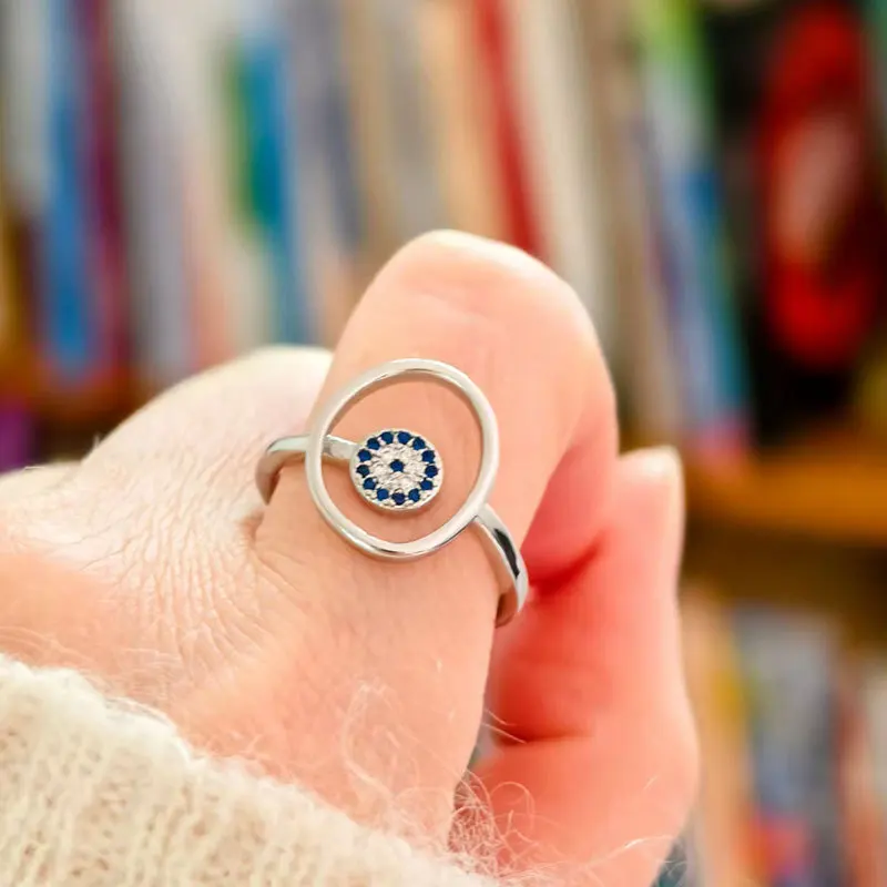 

925 Sterling Silver Hollow Round Geometry Rings For Women Couples Trendy Jewelry Daily Party Gifts