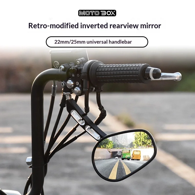 【Premium】For Cruiser motorcycle modified retro high-handle, bottom-mounted rearview mirrors, inverted Harley mirrors, 22mm handl