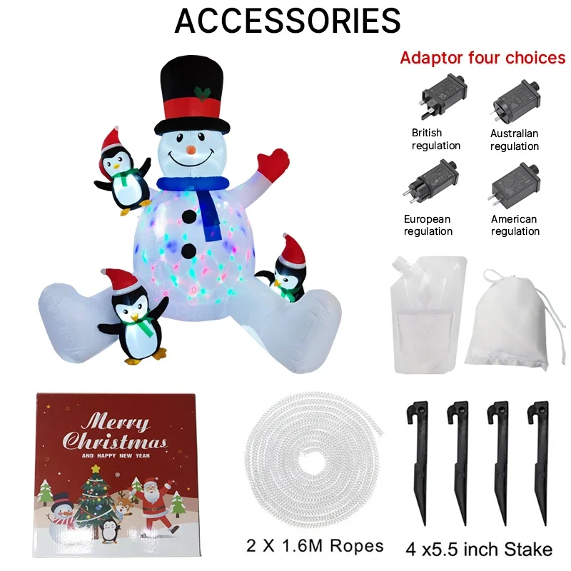 6.8FT Snowman Penguin Inflatable Christmas Decorations Xmas Ornaments Lights Outdoor Home Yard Holiday Party Decor Toys For Xmas