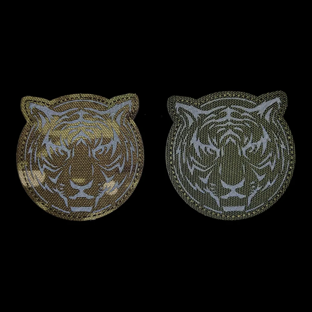 Infrared IR Reflective Animal Tiger Embroidered Patches Tiger Head Appliqued Patch For Clothing Backpack