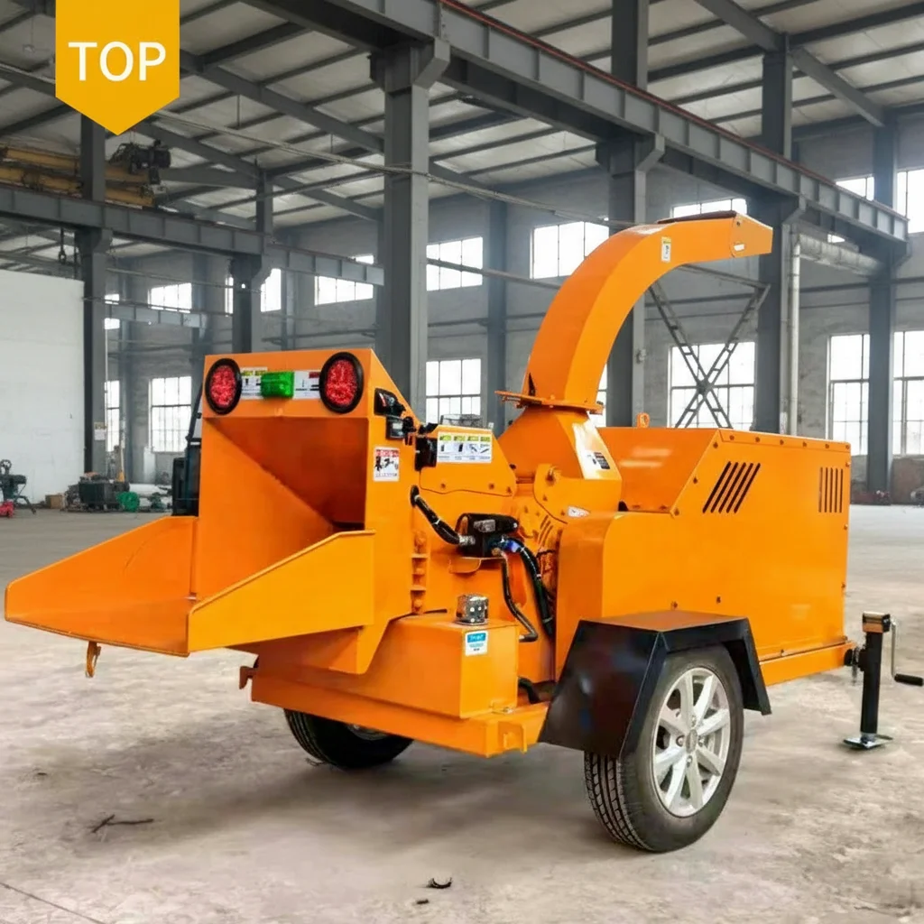 High Efficiency 5 Inch Wood Chipper with Foldable Infeed Table 32HP 102HP Diesel Tree Shredder for Orchard and Farm