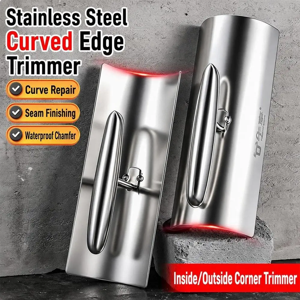 New Stainless Steel Corner Trowel Thickened Silver Corner Scraper Arc Corner Putty Scraper Wall Putty